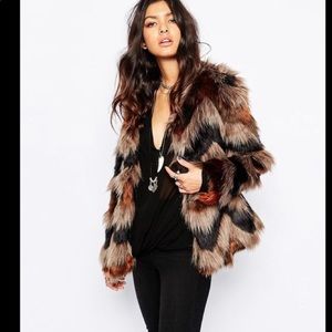 Forever 21 |  Faux Fur Cropped Chevron Jacket